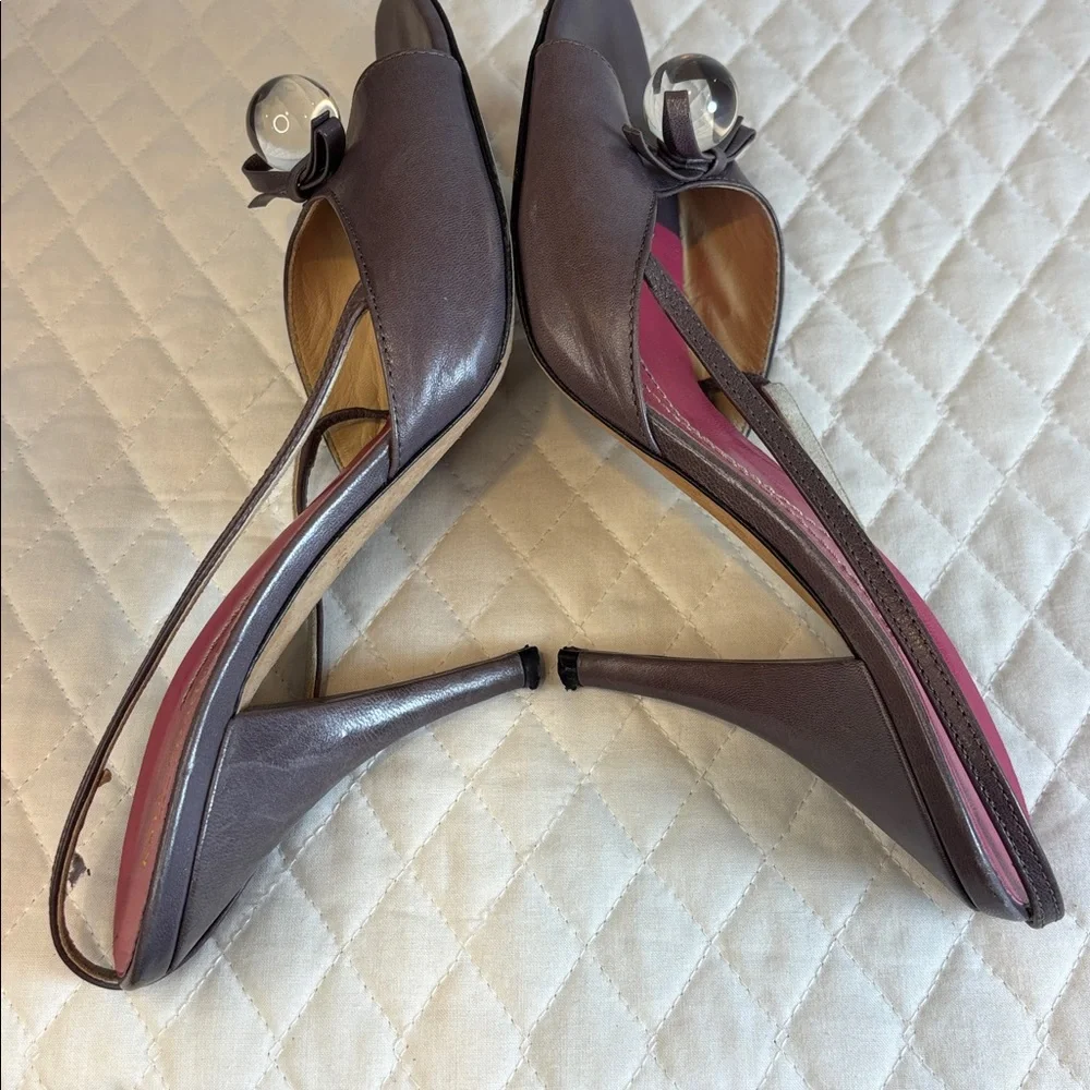Kate Spade New York Hattie Leather Slingback Heels Open Toe Women's Size 7.5